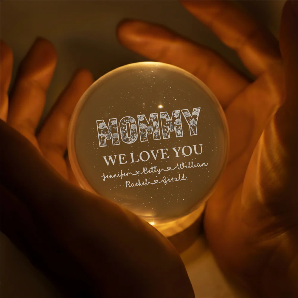Mommy We Love You - Personalized Custom Crystal Globe Lamp - Image 4