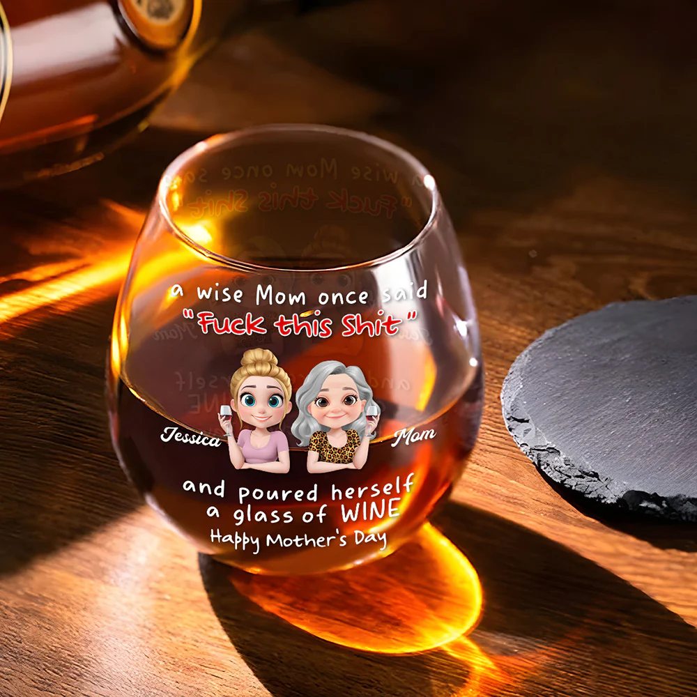 Moms Do Not Quit They Sip - Personalized Custom Wine Glass - Image 2