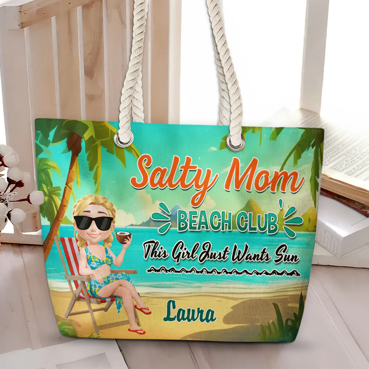 Moms Just Wanna Beach More - Personalized Custom Beach Bag - Image 2
