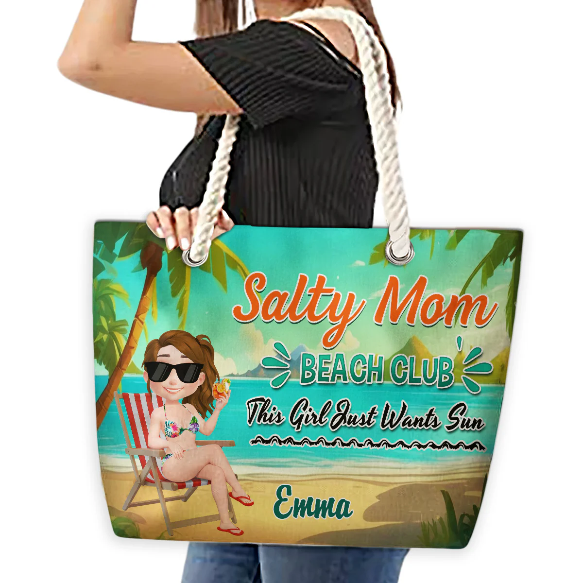 Moms Just Wanna Beach More - Personalized Custom Beach Bag - Image 4