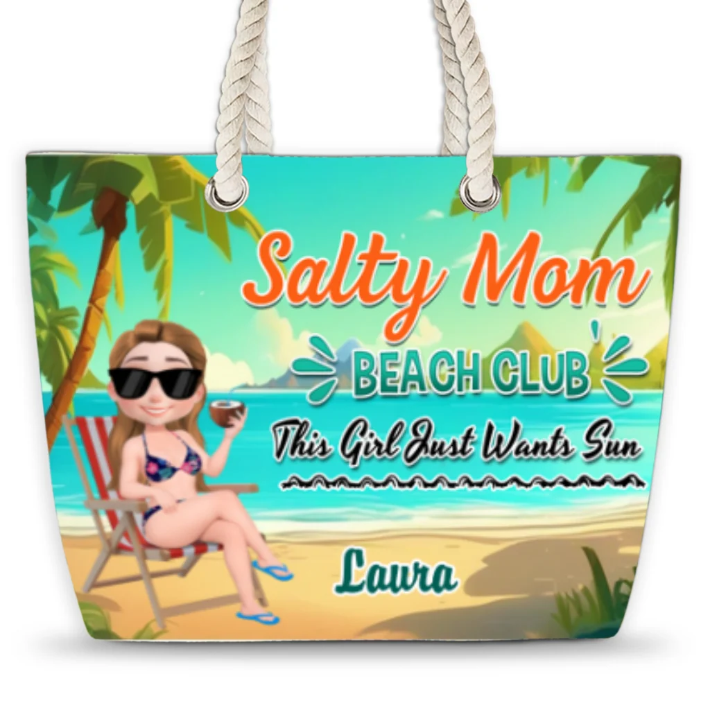 Moms Just Wanna Beach More - Personalized Custom Beach Bag - Image 5