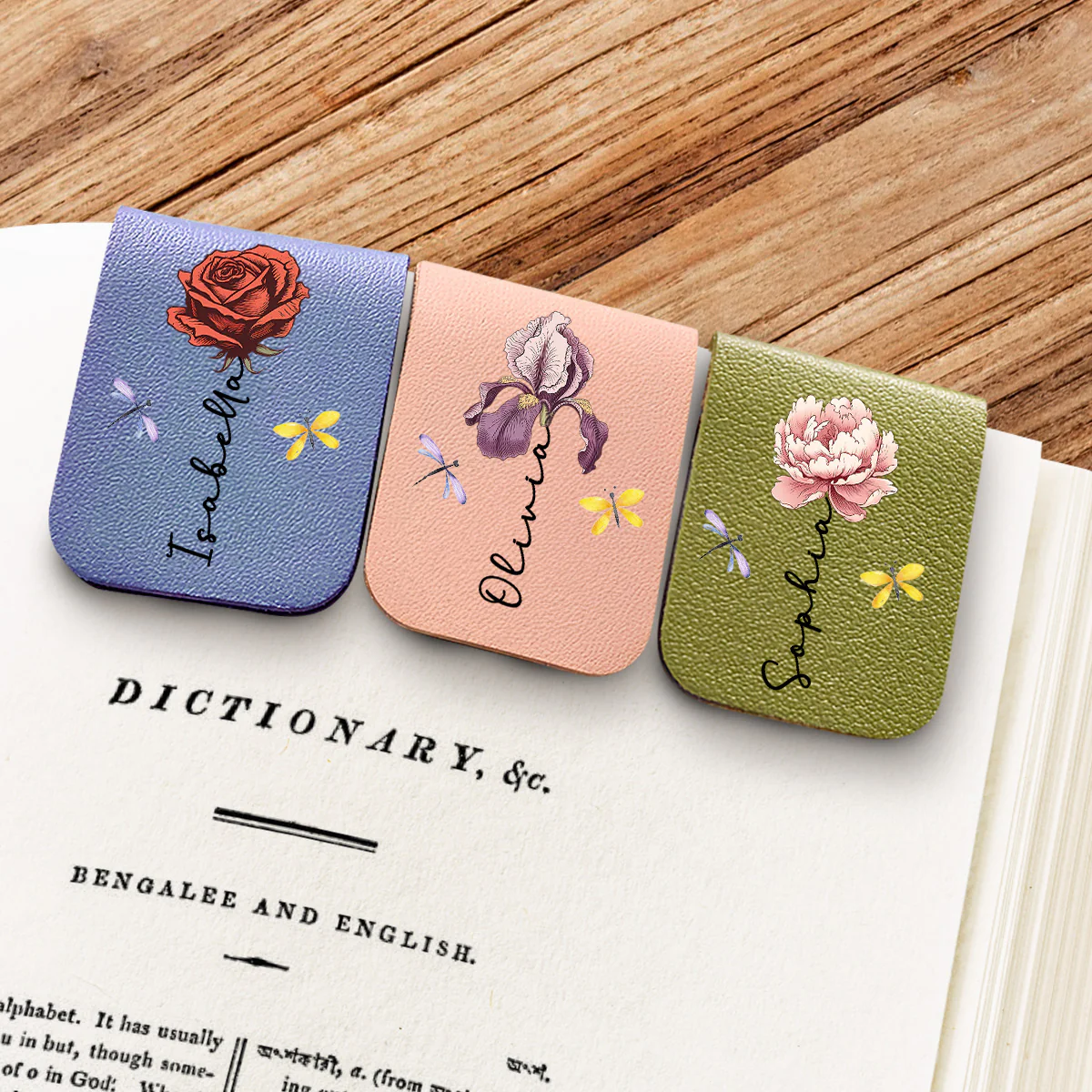 Monthly Flower - Personalized Custom Leather Bookmark