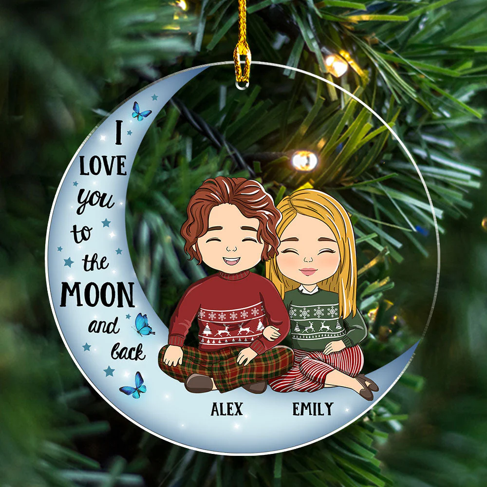 Moon & Back - Personalized Custom Acrylic Ornament - Image 3