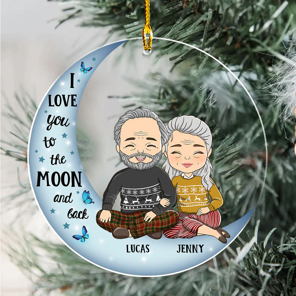 Moon & Back - Personalized Custom Acrylic Ornament - Image 4