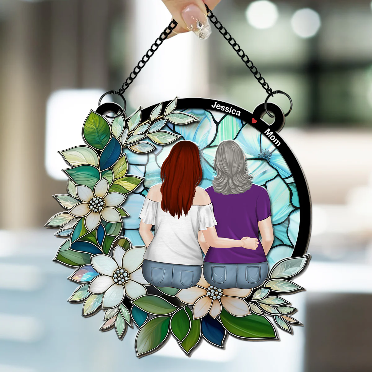 Mother And Daughter Always Connected - Personalized Custom Suncatcher - Image 2