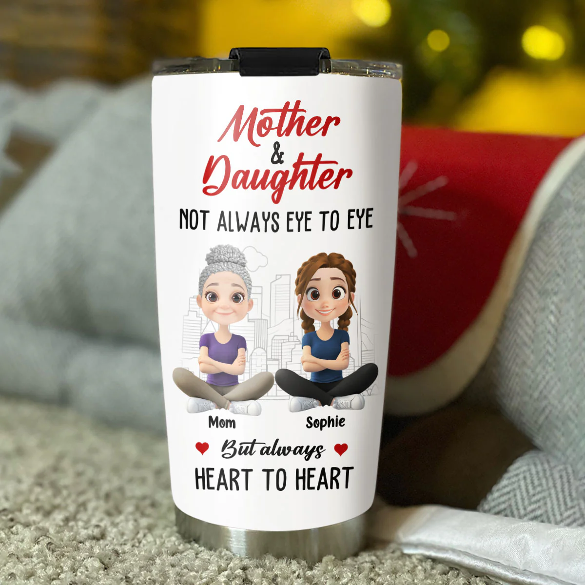 Mother And Daughter Always Connected - Personalized Custom Tumbler - Image 2