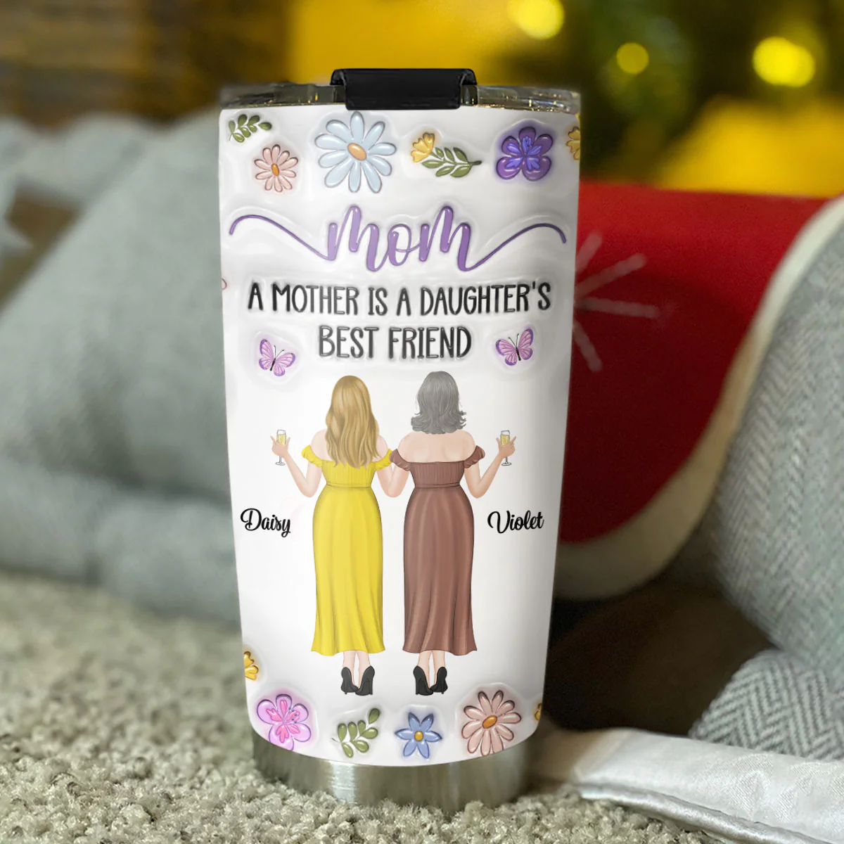 Mother And Daughter Best Friend Forever - Personalized Custom 3D Inflated Effect Tumbler - Image 3