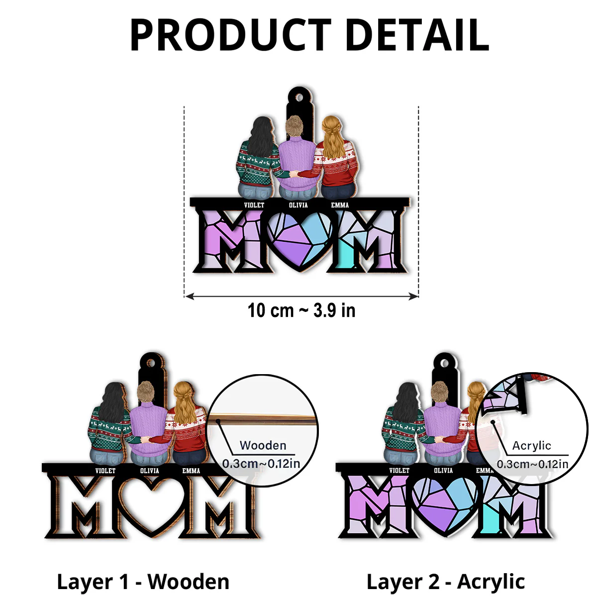 Mother And Daughter Bond - Personalized Custom Suncatcher Ornament - Image 4