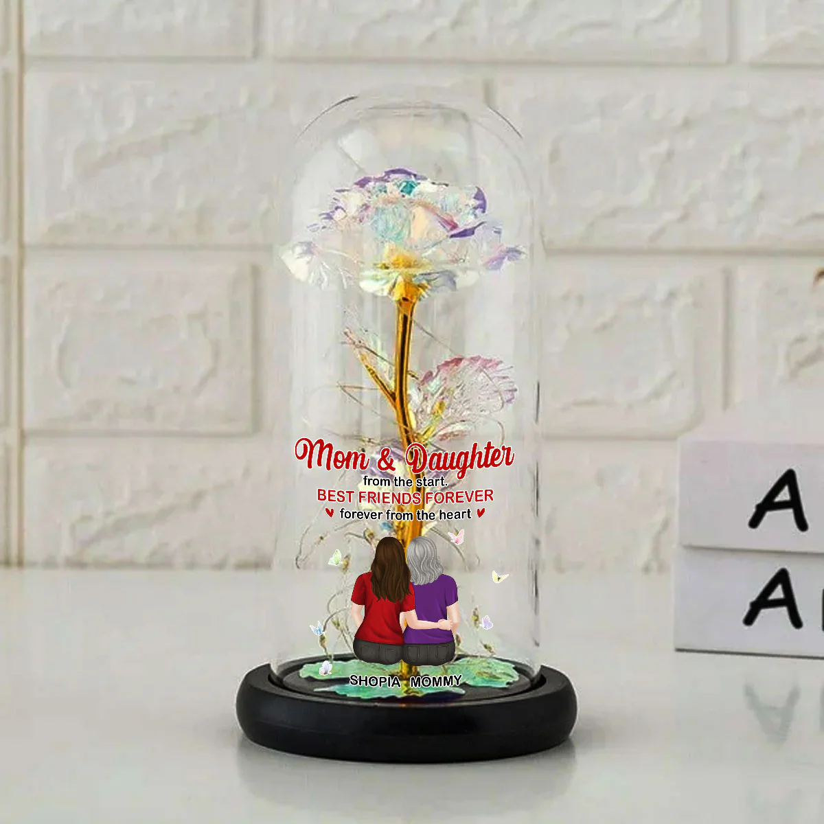 Mother And Daughter Forever From The Heart - Personalized Custom Sparkly Rose - Image 4