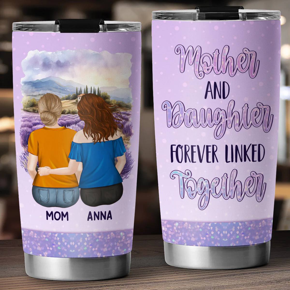 Mother And Daughter Forever Linked Together - Personalized Custom 3D Inflated Effect Tumbler - Image 2