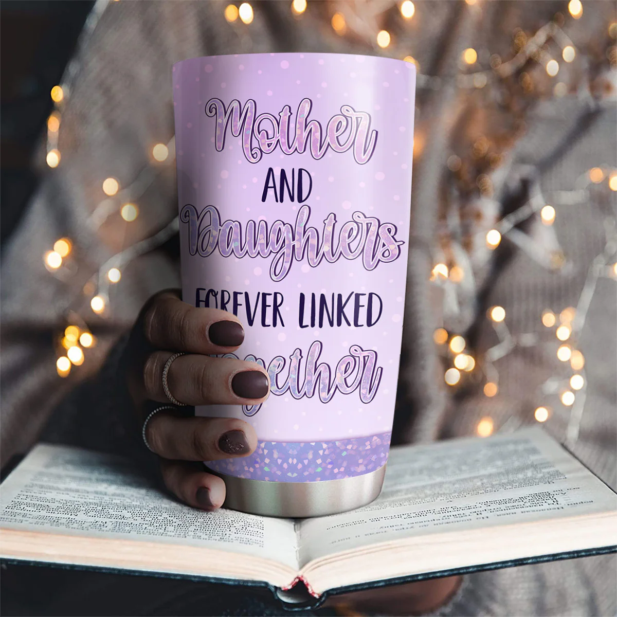 Mother And Daughter Forever Linked Together - Personalized Custom 3D Inflated Effect Tumbler - Image 5