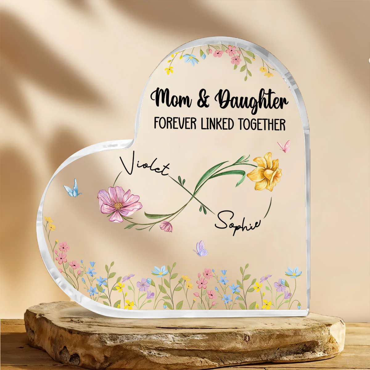 Mother And Daughter Forever Linked Together - Personalized Custom Acrylic Plaque - Image 4