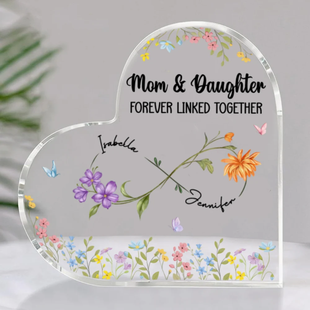 Mother And Daughter Forever Linked Together - Personalized Custom Acrylic Plaque - Image 5