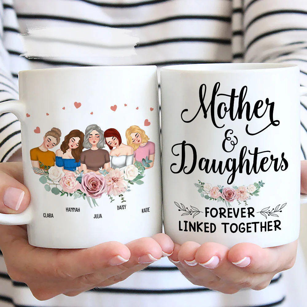 Mother And Daughter Forever Linked Together - Personalized Custom Coffee Mug - Image 3