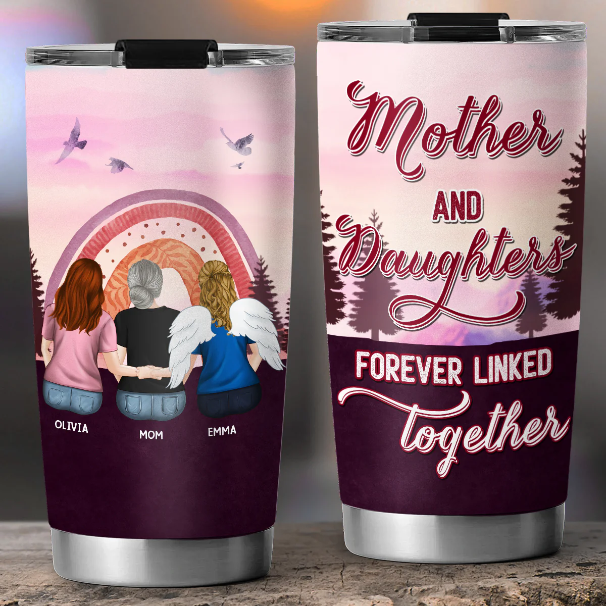 Mother And Daughter Linked For Life - Personalized Custom Tumbler - Image 2