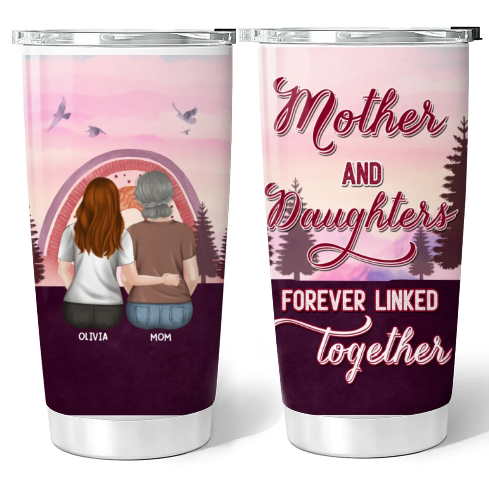 Mother And Daughter Linked For Life - Personalized Custom Tumbler - Image 6