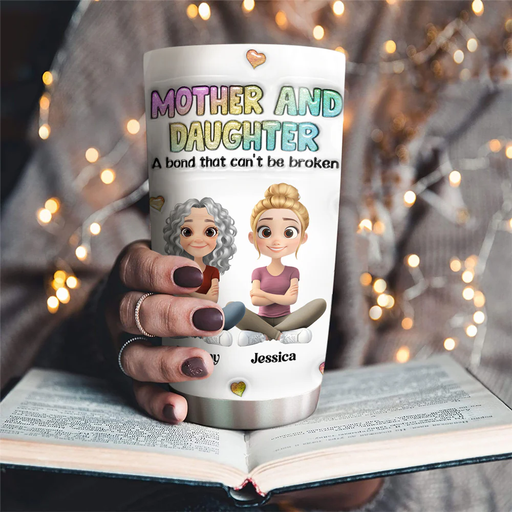 Mother And Daughter - Personalized Custom 3D Inflated Effect Tumbler - Image 2