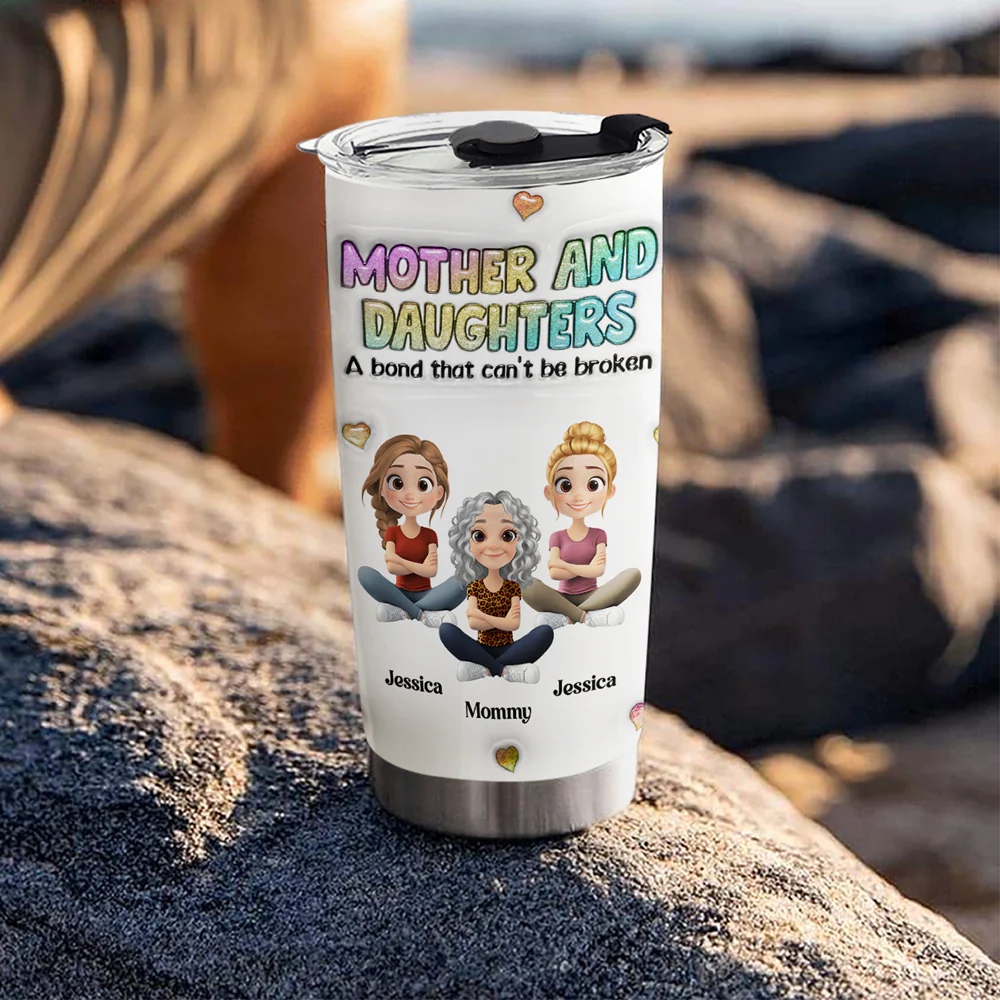 Mother And Daughter - Personalized Custom 3D Inflated Effect Tumbler - Image 4