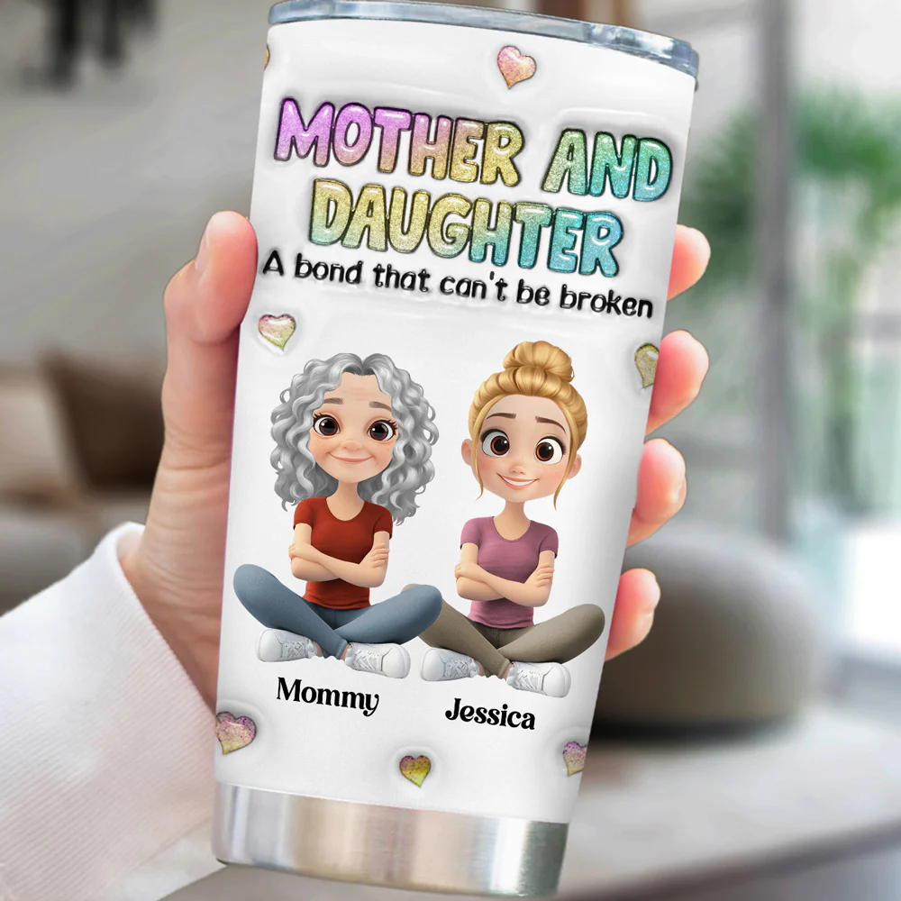 Mother And Daughter - Personalized Custom 3D Inflated Effect Tumbler - Image 5
