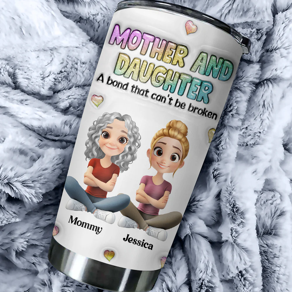 Mother And Daughter - Personalized Custom 3D Inflated Effect Tumbler - Image 7