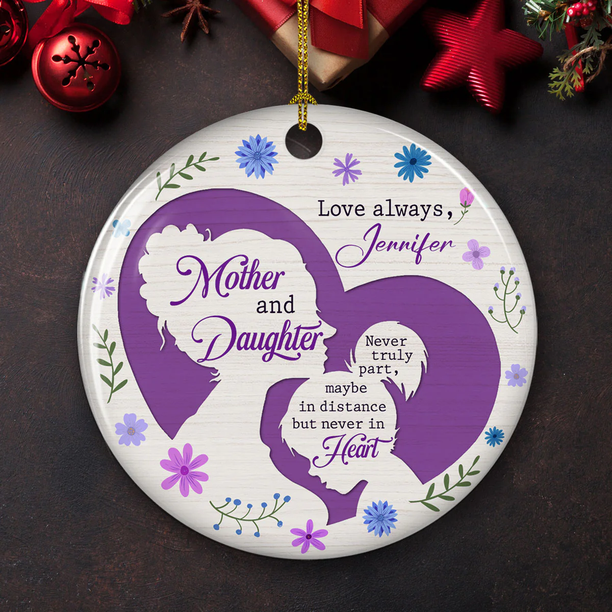 Mother And Daughter - Personalized Custom Ceramic Ornament - Image 2