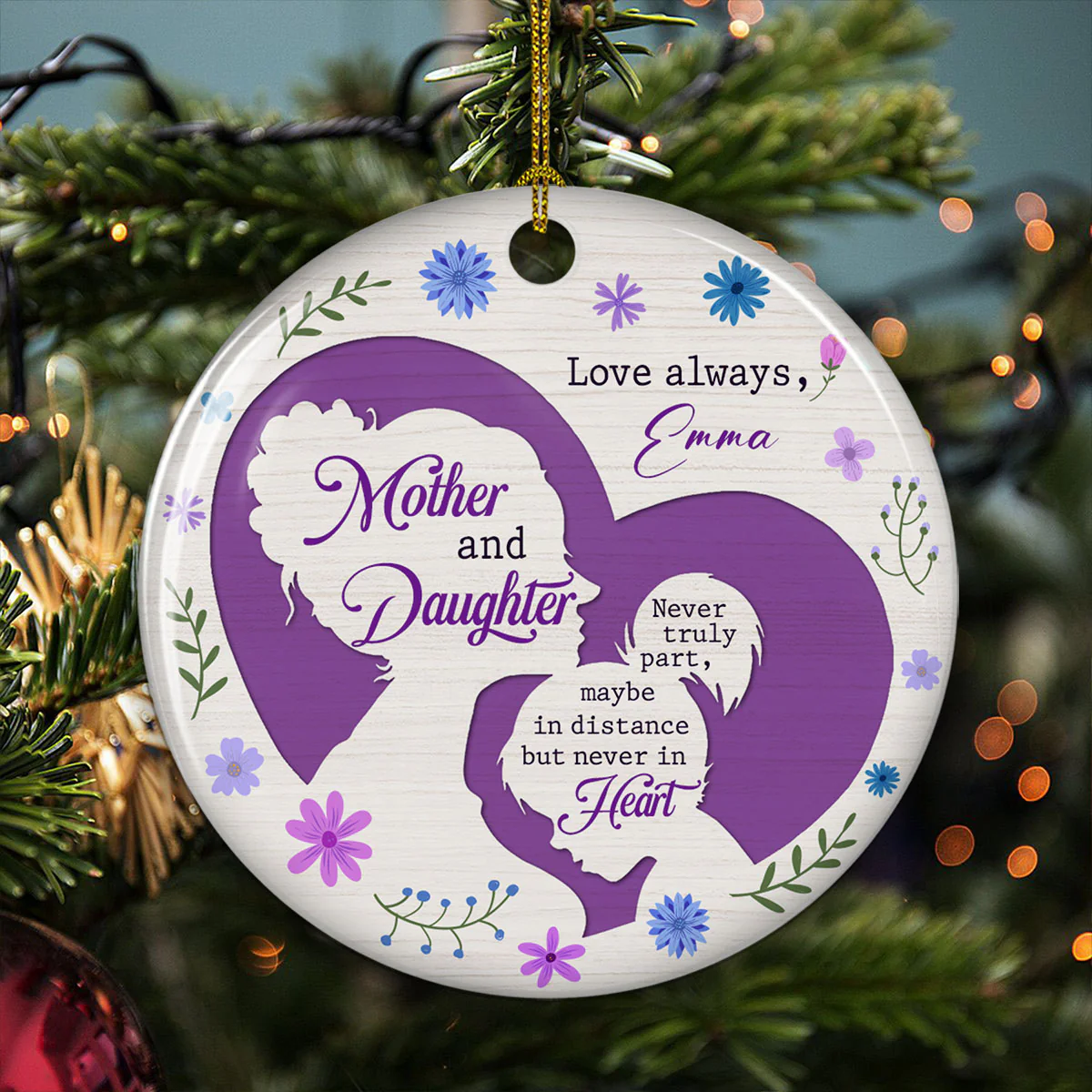 Mother And Daughter - Personalized Custom Ceramic Ornament - Image 3