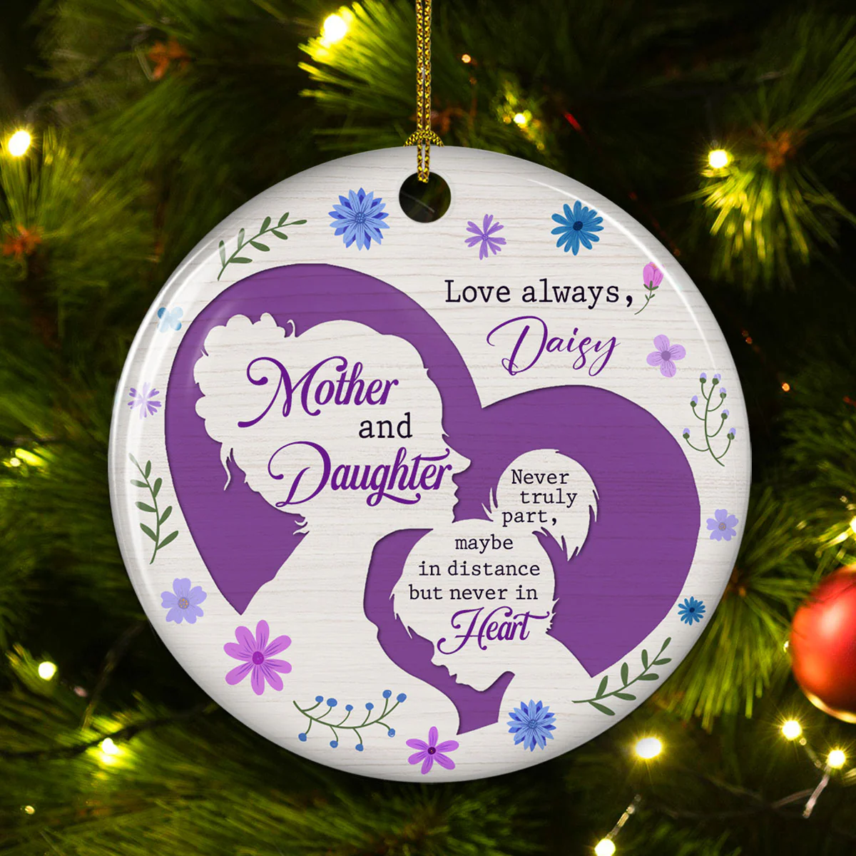 Mother And Daughter - Personalized Custom Ceramic Ornament - Image 4