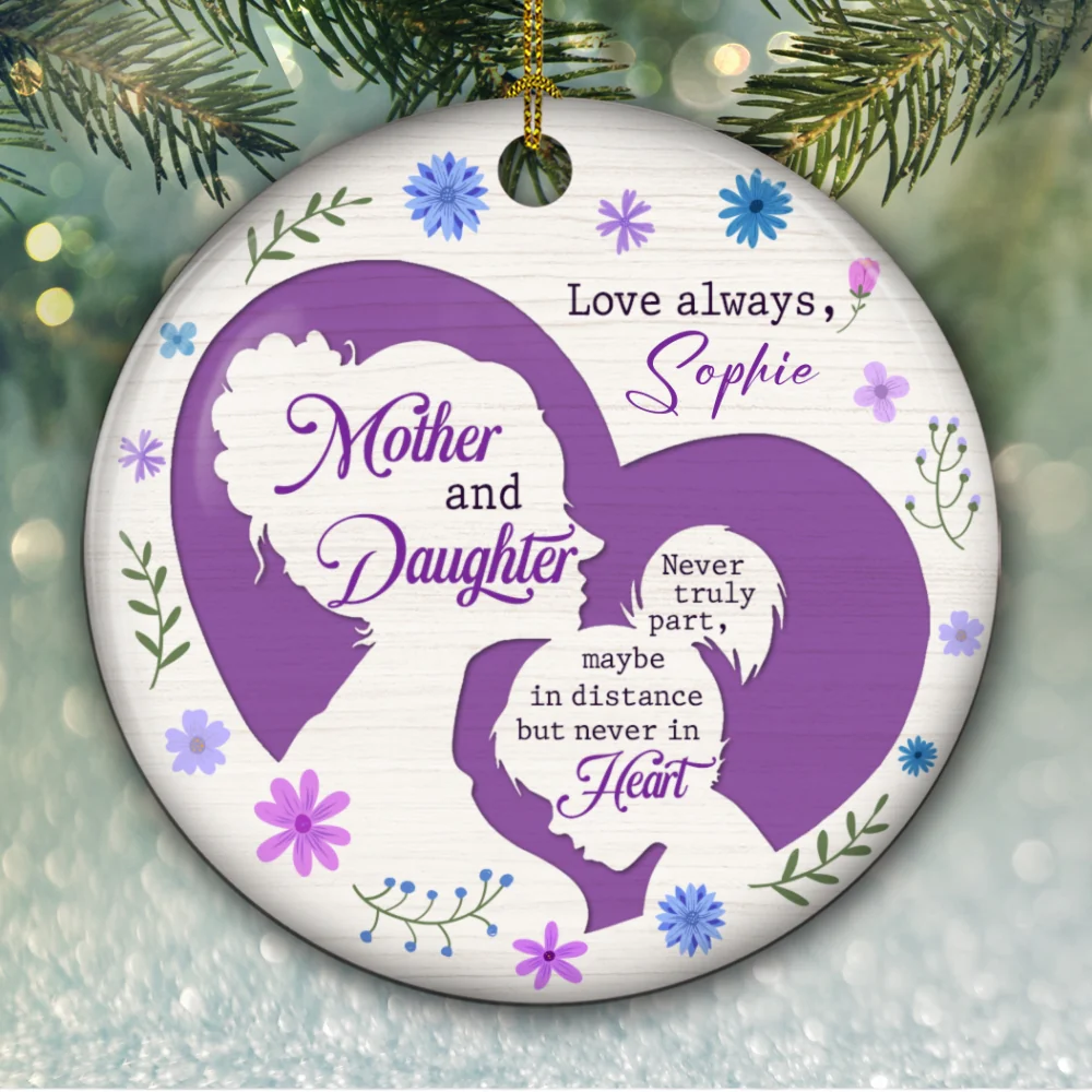 Mother And Daughter - Personalized Custom Ceramic Ornament - Image 5
