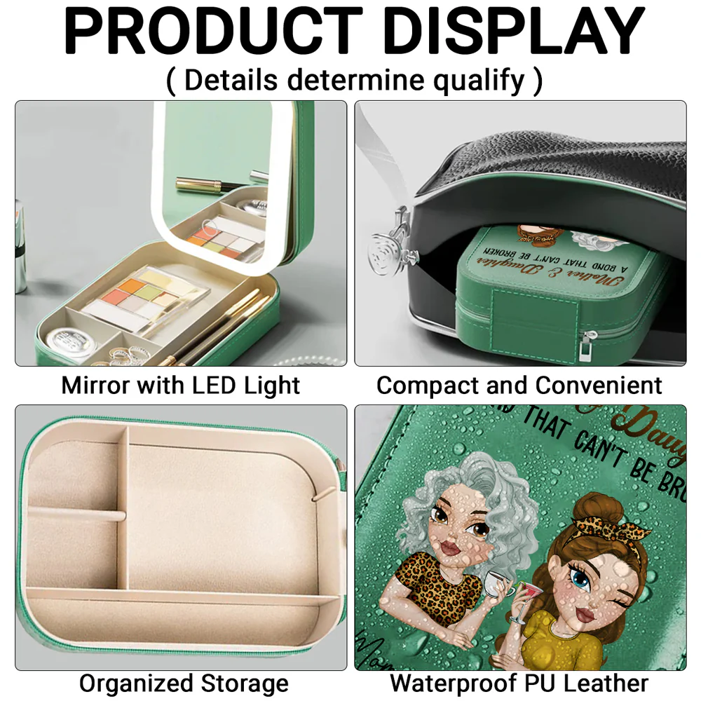 Mother And Daughter - Personalized Custom Jewelry Box With LED Mirror - Image 3