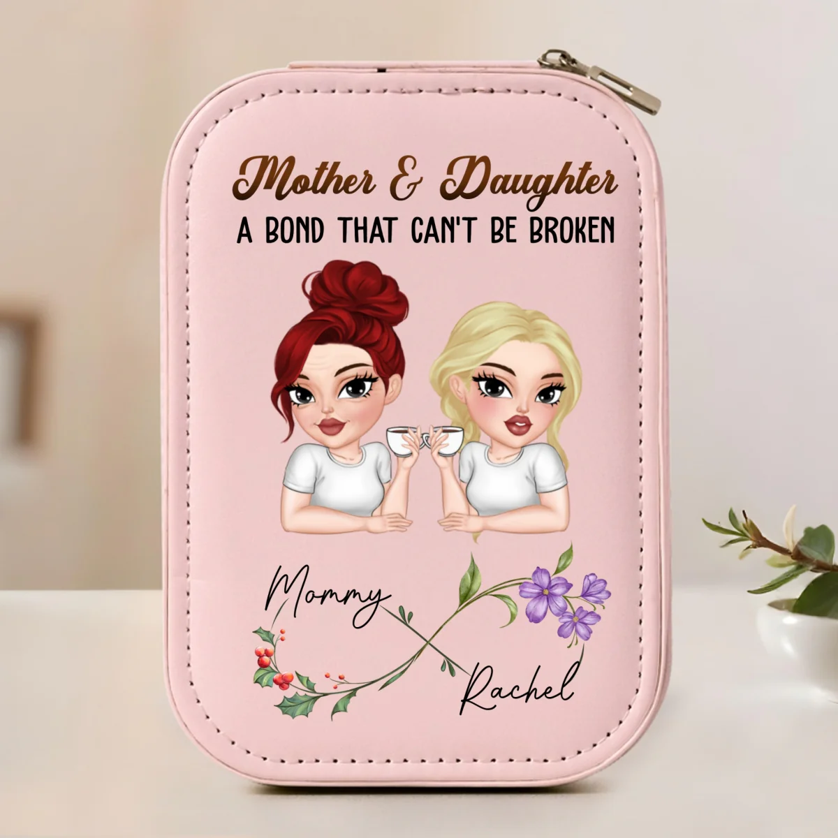 Mother And Daughter - Personalized Custom Jewelry Box With LED Mirror - Image 7