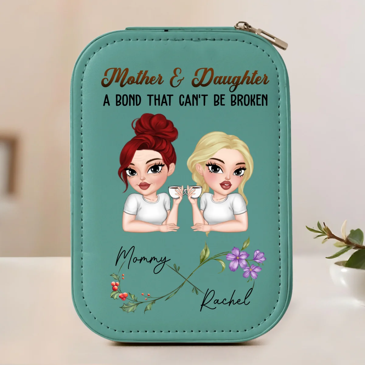 Mother And Daughter - Personalized Custom Jewelry Box With LED Mirror - Image 8