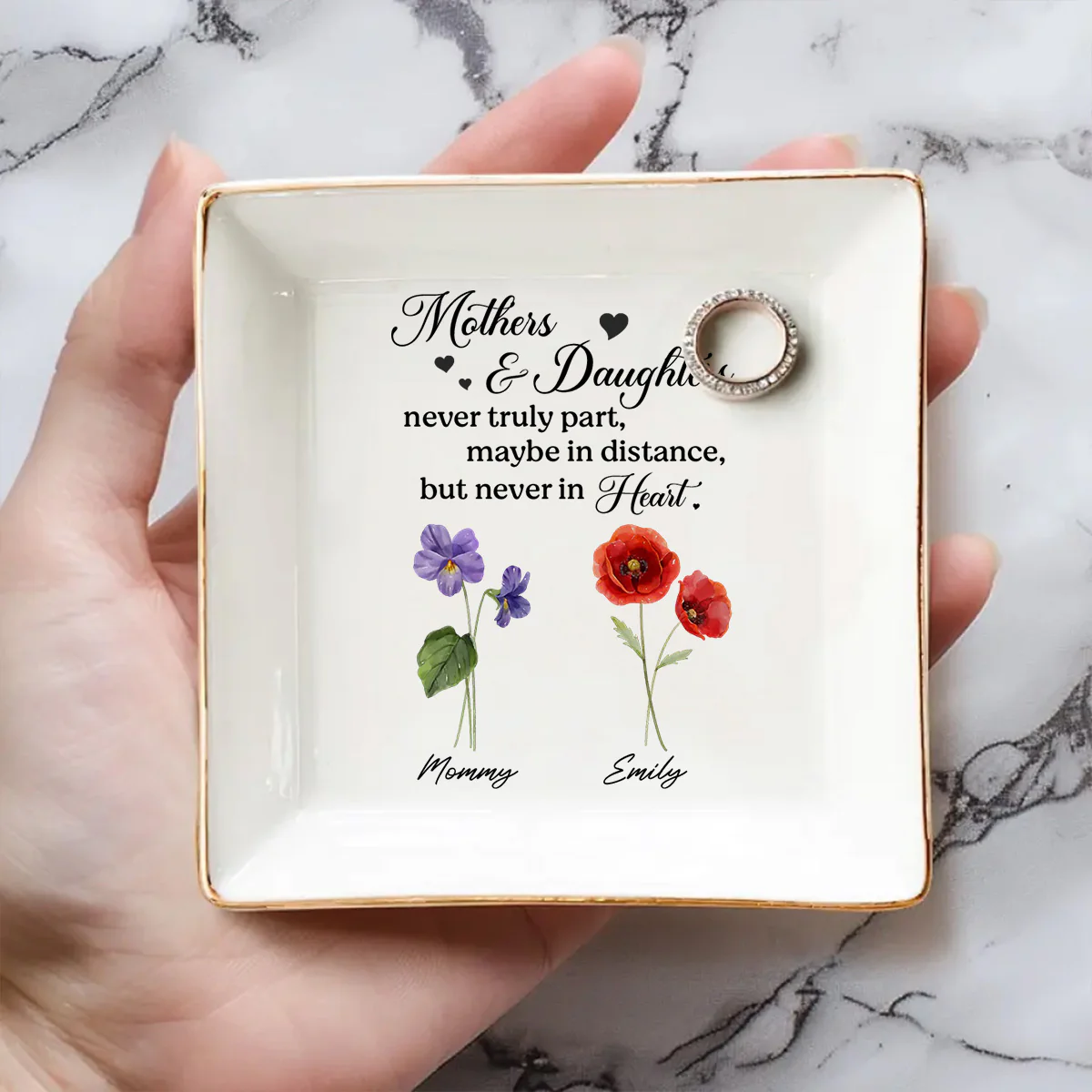 Mother And Daughter - Personalized Custom Jewelry Dish - Image 2