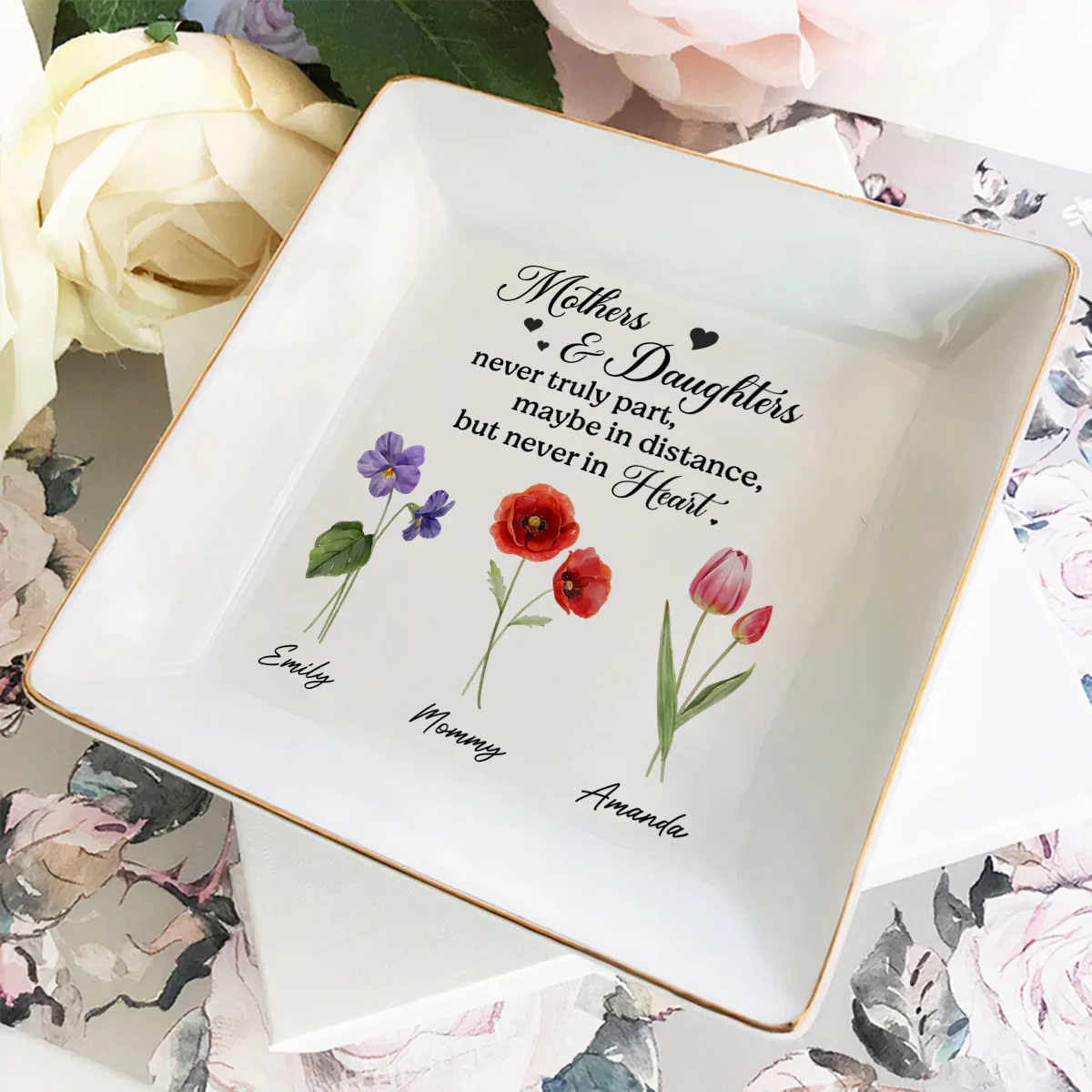 Mother And Daughter - Personalized Custom Jewelry Dish - Image 3