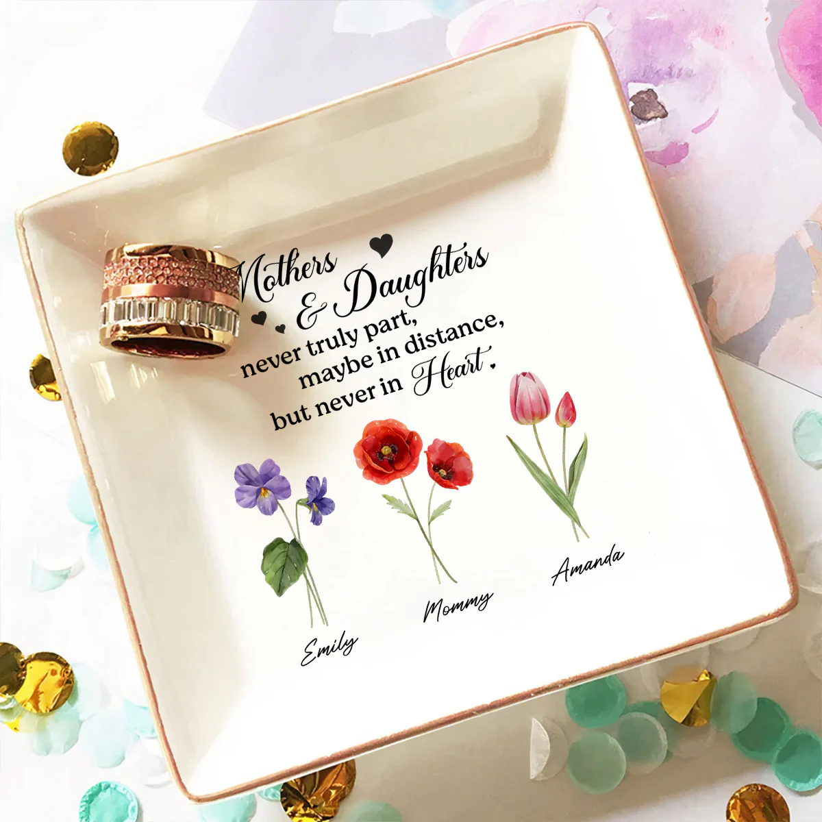 Mother And Daughter - Personalized Custom Jewelry Dish - Image 4