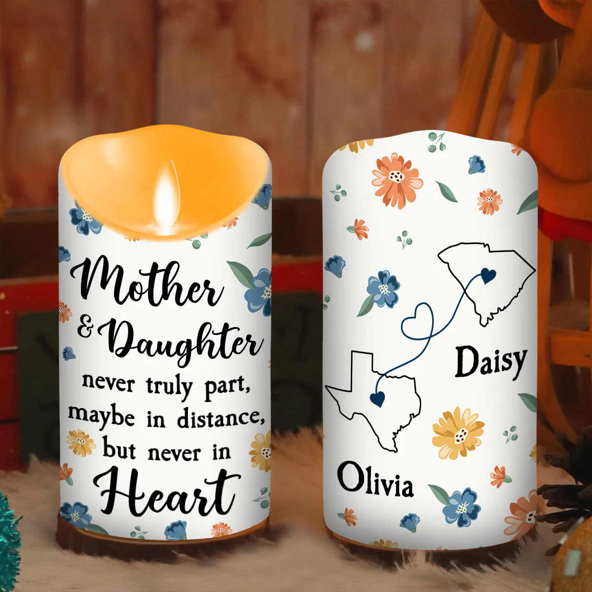 Mother And Daughter - Personalized Custom LED Candle