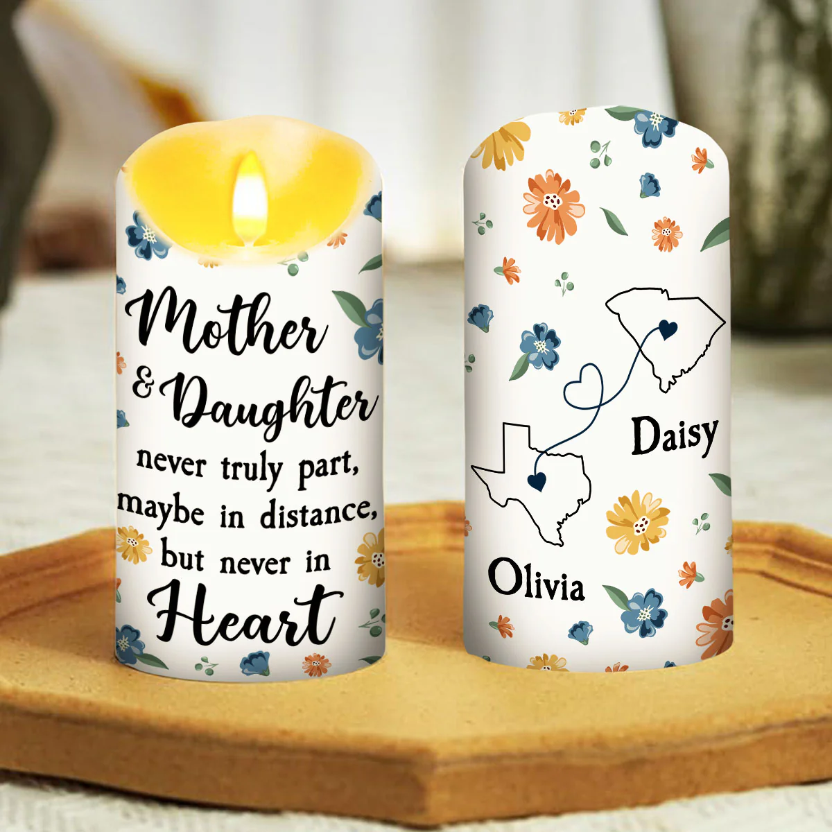 Mother And Daughter - Personalized Custom LED Candle - Image 2