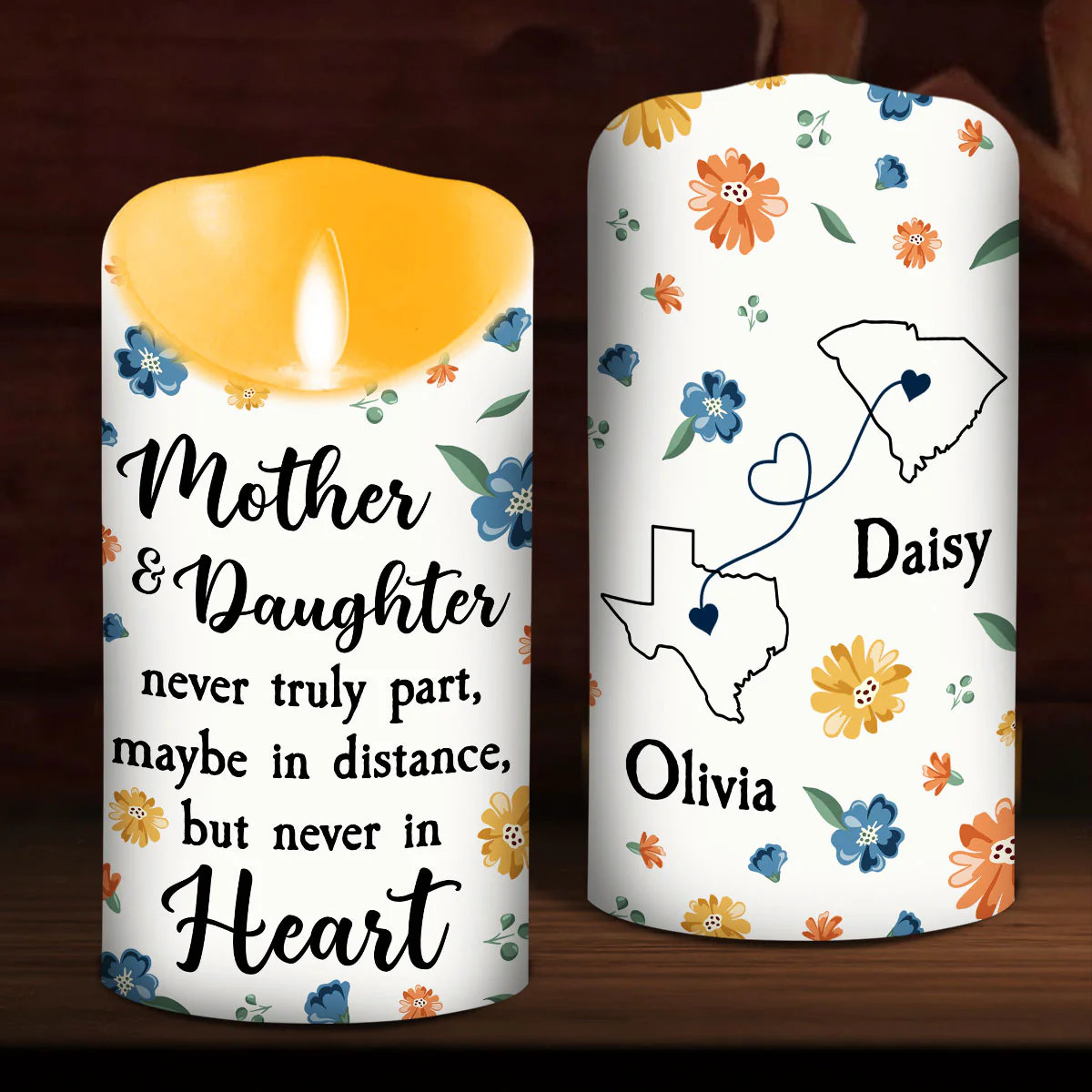 Mother And Daughter - Personalized Custom LED Candle - Image 3