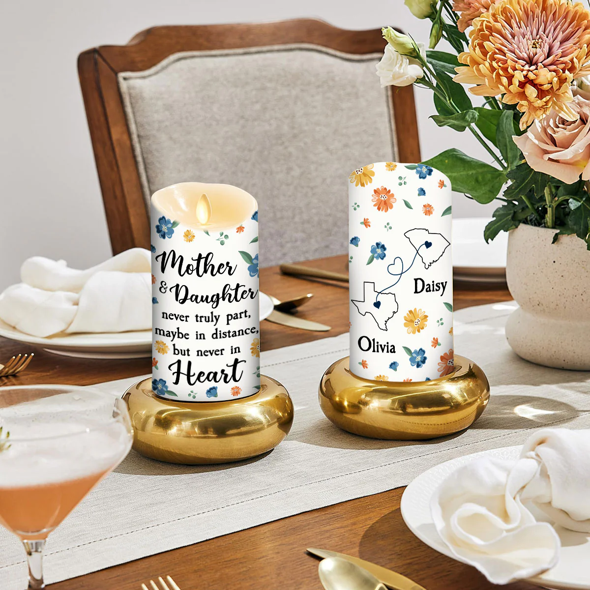 Mother And Daughter - Personalized Custom LED Candle - Image 4