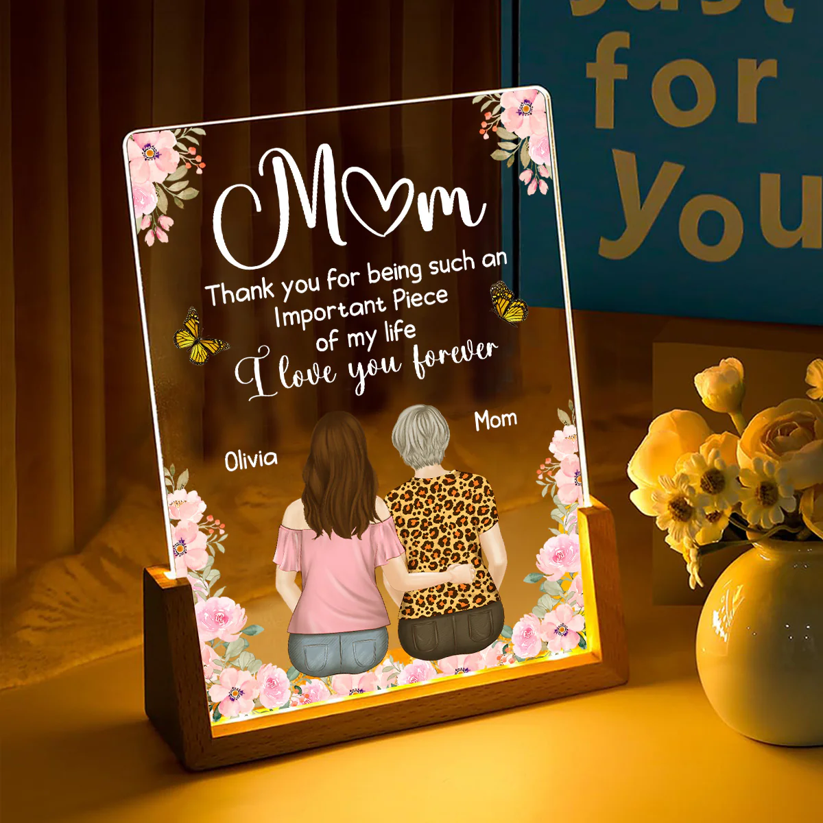 Mother And Daughter - Personalized Custom Plaque With Walnut Base - Image 2