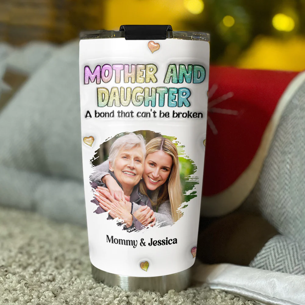 Mother And Daughter Photo - Personalized Custom 3D Inflated Effect Tumbler - Image 2