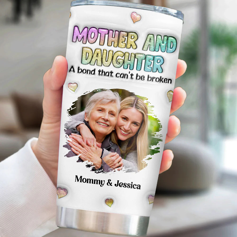 Mother And Daughter Photo - Personalized Custom 3D Inflated Effect Tumbler - Image 3