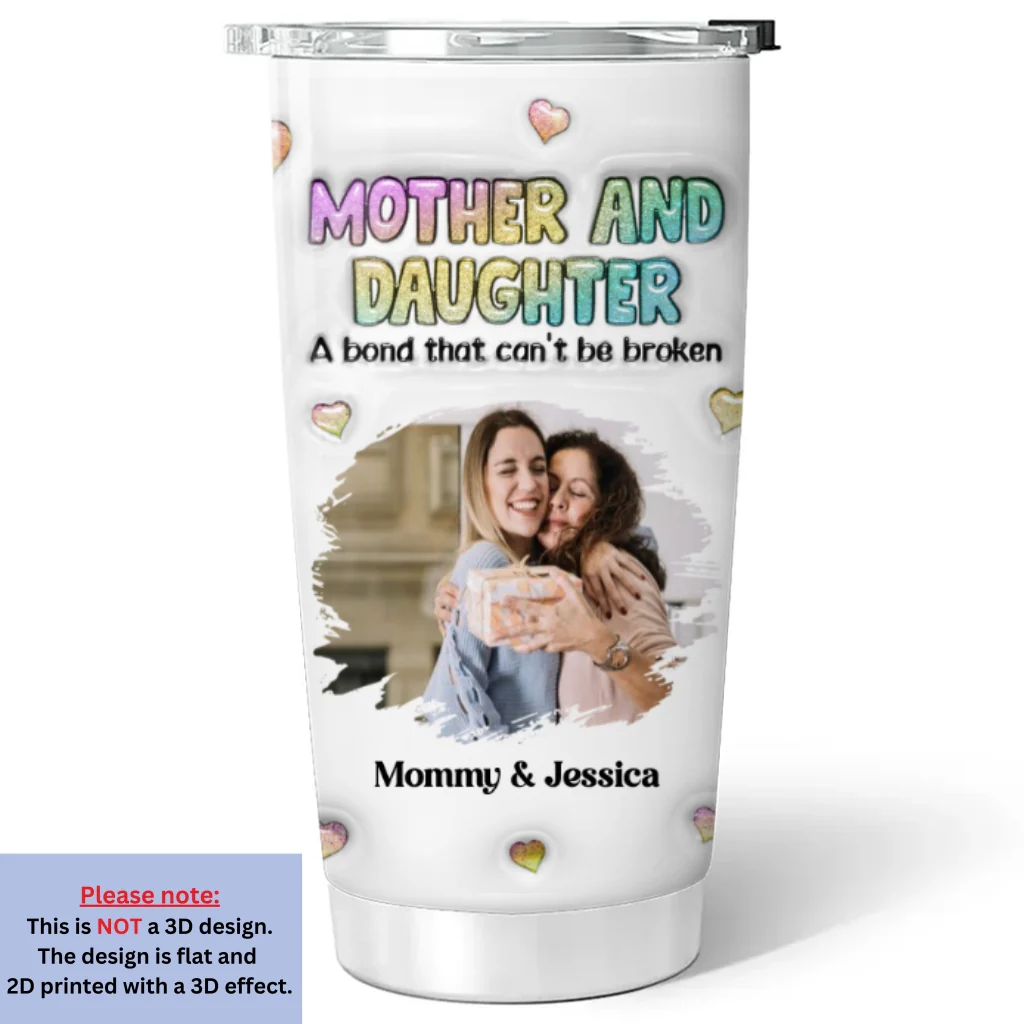 Mother And Daughter Photo - Personalized Custom 3D Inflated Effect Tumbler - Image 4