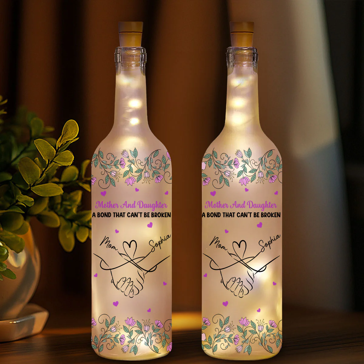 Mother And Daughter Relationship - Personalized Custom Bottle Lamp