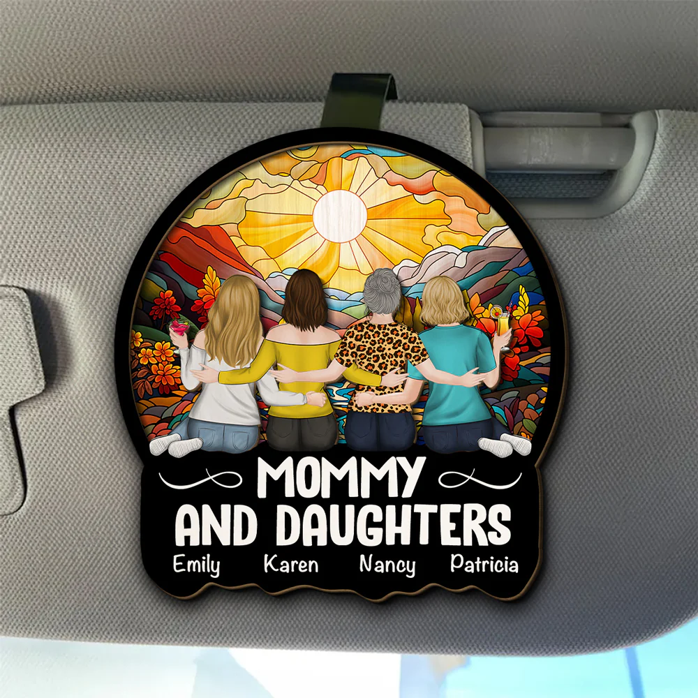 Mother And Daughter Sitting Together - Personalized Custom Car Visor Clip - Image 4