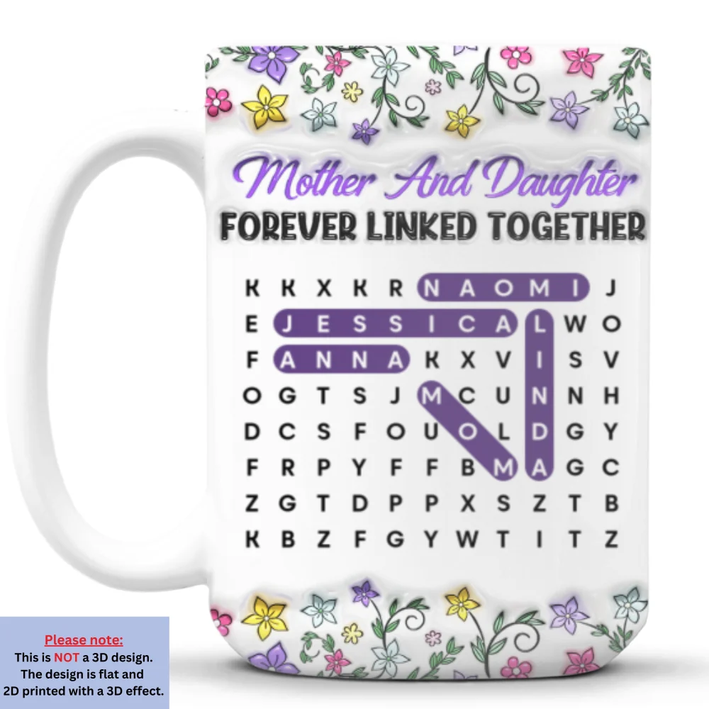 Mother And Daughter Word Search Puzzle - Personalized Custom 3D Inflated Effect Mug - Image 10