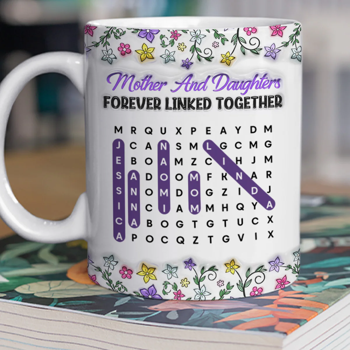 Mother And Daughter Word Search Puzzle - Personalized Custom 3D Inflated Effect Mug - Image 3
