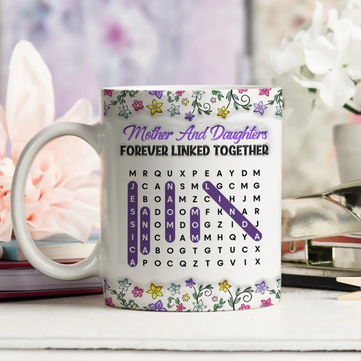 Mother And Daughter Word Search Puzzle - Personalized Custom 3D Inflated Effect Mug - Image 5
