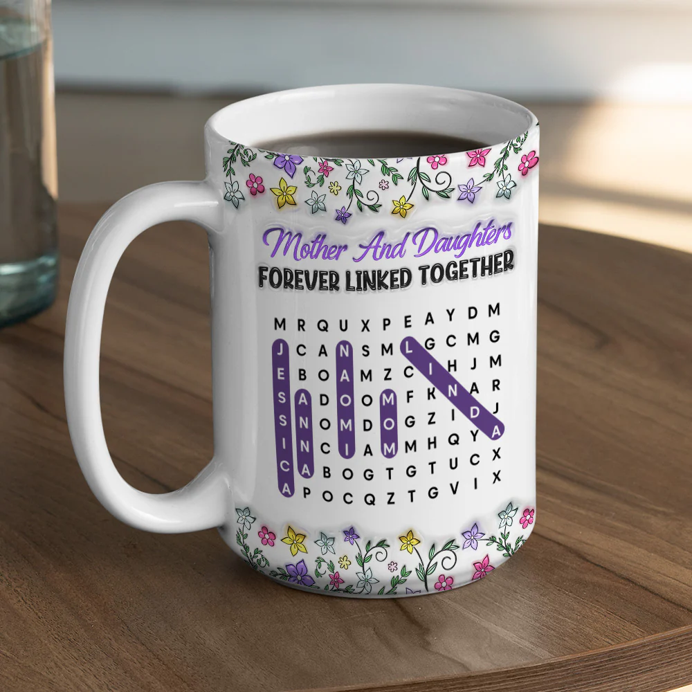 Mother And Daughter Word Search Puzzle - Personalized Custom 3D Inflated Effect Mug - Image 7