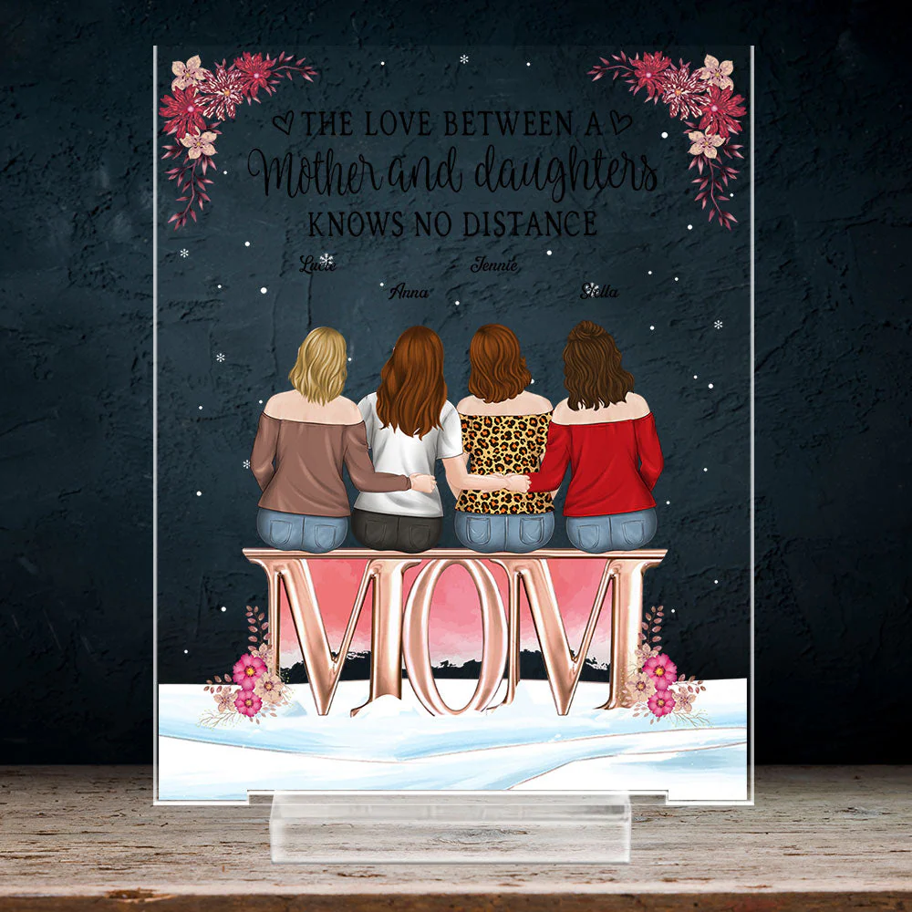 Mother And Daughters Forever Linked Together - Personalized Custom Acrylic Plaque With Base - Image 3