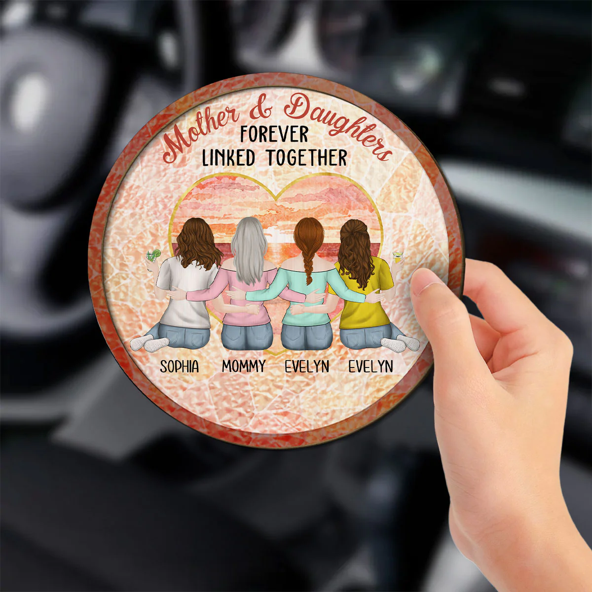 Mother And Daughters Forever Linked Together - Personalized Custom Car Visor Clip - Image 3